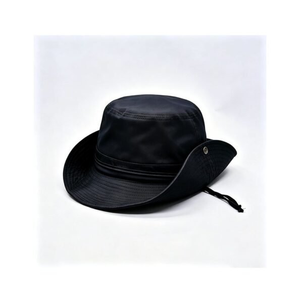 Black Convertible Wide-Brim Bucket Hat, view 1