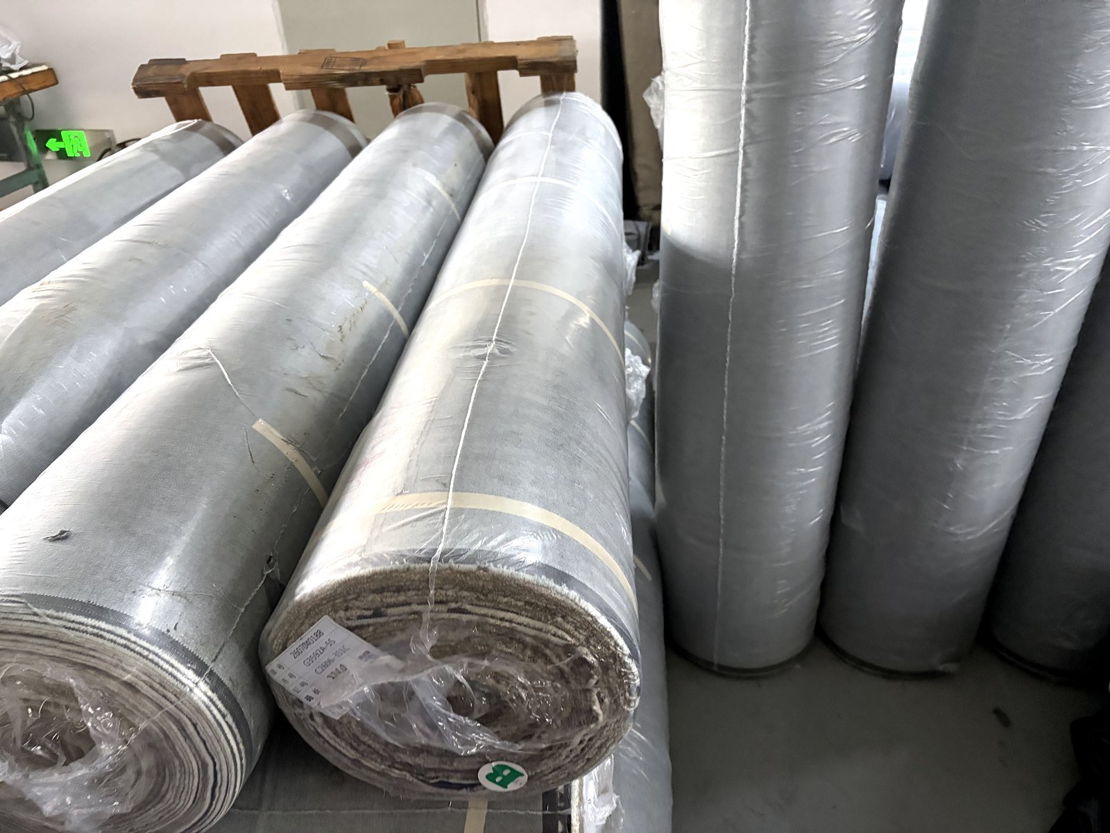 Fabric rolls in factory storage