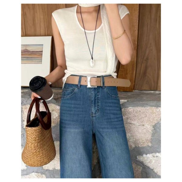 Deep Blue High-Rise Wide-Leg Jeans
