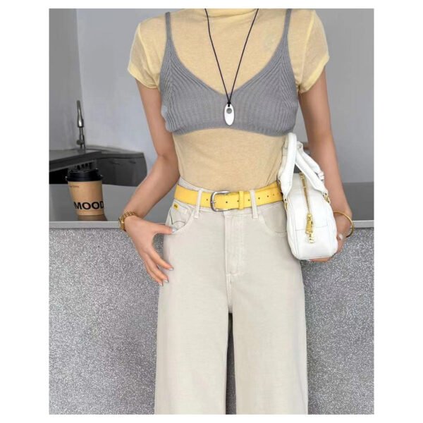 Light Khaki Wide-Leg Jeans