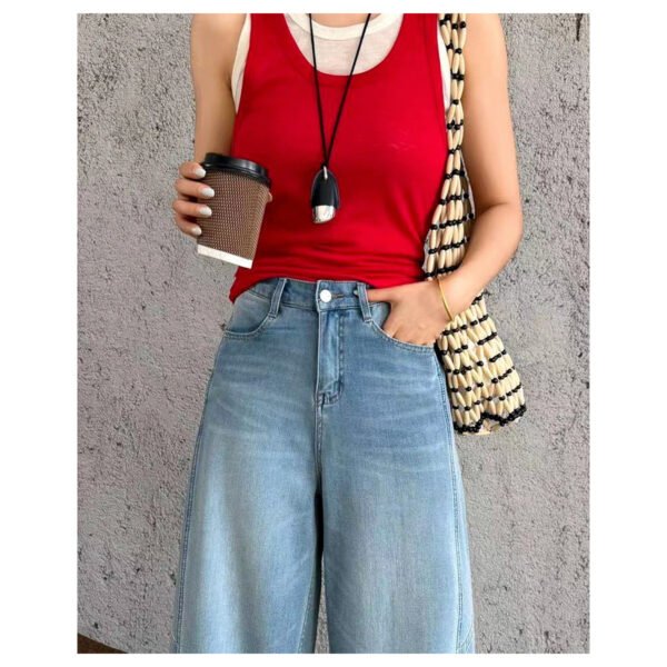 Light Blue Barrel-Leg Jeans