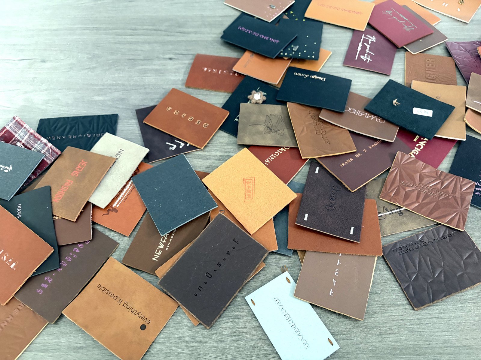 Leather and trim material samples
